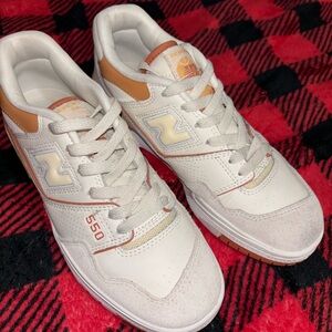 New Balance 550 White and Tan Sneakers